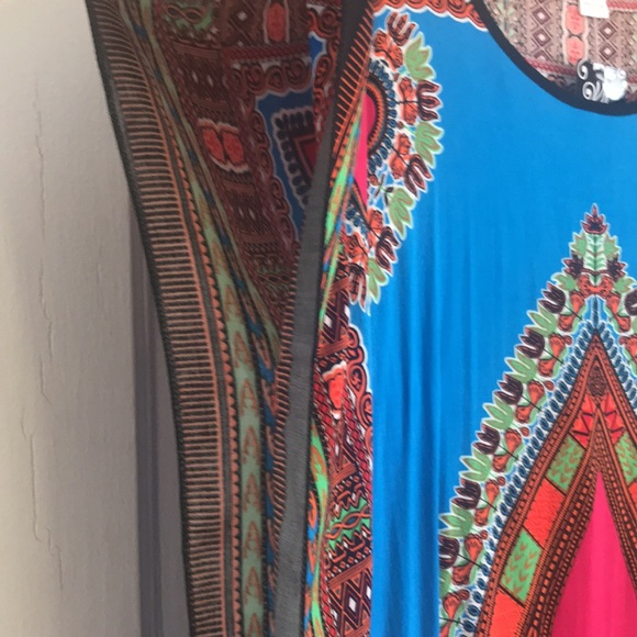 NWT boho graphic print heart blue -💯 cotton dress! Perfect heat wave dress! - Picture 9 of 13